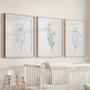 Modern Botanical Line Art Decor. 3 Piece Floral Print Set by Wall Art Set