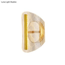 GobekUsa Minimal LED Gold Sconce - Metallic Geometric Wall Light for Living Room in White/Warm