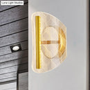 GobekUsa Minimal LED Gold Sconce - Metallic Geometric Wall Light for Living Room in White/Warm