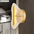 GobekUsa Minimal LED Gold Sconce - Metallic Geometric Wall Light for Living Room in White/Warm