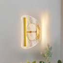 GobekUsa Minimal LED Gold Sconce - Metallic Geometric Wall Light for Living Room in White/Warm