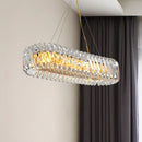 GobekUsa Minimalist 12-Light Clear Crystal Oval Island Lamp Pendant for Dining Room