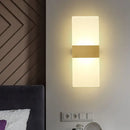 GobekUsa Minimalist Acrylic Wall Sconce with Gold Band and Warm/White Light - Perfect for Bedside