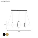 GobekUsa Minimalist Acrylic LED Pendant Lamp in Black/Gold, Warm/White Light - 35.5"/43" Width