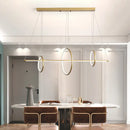 GobekUsa Minimalist Acrylic LED Pendant Lamp in Black/Gold, Warm/White Light - 35.5"/43" Width