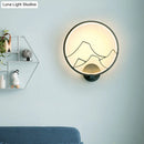 GobekUsa Minimalist Acrylic Ring Wall Lamp with LED, White/Black Mountain Shade