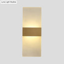GobekUsa Minimalist Acrylic Wall Sconce with Gold Band and Warm/White Light - Perfect for Bedside