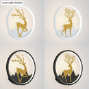 GobekUsa Minimalist Aluminum Ring LED Wall Sconce with Deer Design