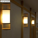 GobekUsa Asian Bamboo Cylinder Shade Wall Sconce Light in Beige - Stylish 1-Head Wall Lamp for Stairway