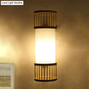 GobekUsa Asian Bamboo Cylinder Shade Wall Sconce Light in Beige - Stylish 1-Head Wall Lamp for Stairway