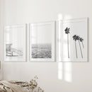 Black White Coastal Wall Art Set: Palms, Ocean, Lifeguard by Wall Art Set