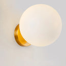 GobekUsa Minimalist Bedside Sconce Light with White Glass Ball and Gold Wall Mount
