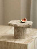 GobekUsa Beige Brown Travertine Hexagon Serving Tray Jewelry Plate Home Party Decor
