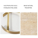 GobekUsa Beige Brown Travertine Marble Tray with Metal Frame