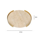 GobekUsa Beige Brown Travertine Marble Tray with Metal Frame