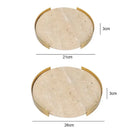 GobekUsa Beige Brown Travertine Marble Tray with Metal Frame