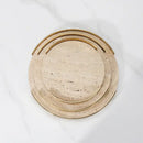 GobekUsa Beige Brown Travertine Marble Tray with Metal Frame