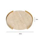 GobekUsa Beige Brown Travertine Marble Tray with Metal Frame