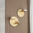 GobekUsa Gold Metal Round Wall Storage Shelf with Hooks