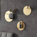 GobekUsa Gold Metal Round Wall Storage Shelf with Hooks
