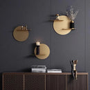 GobekUsa Gold Metal Round Wall Storage Shelf with Hooks