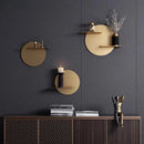 GobekUsa Gold Metal Round Wall Storage Shelf with Hooks