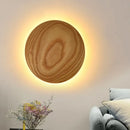 GobekUsa Minimalist Wood Circle Wall Sconce with LED Lighting: 5"/7" Width for Parlor in Beige