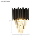 GobekUsa Minimalistic 2-Head Wall Lighting for Bedroom with Crystal Tiered Shade in Black