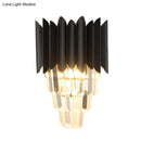 GobekUsa Minimalistic 2-Head Wall Lighting for Bedroom with Crystal Tiered Shade in Black