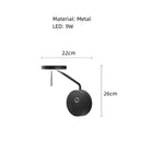 GobekUsa Adjustable Swing Arm Black Wall Lamp for Bedroom & Study Room