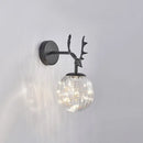 GobekUsa Minimalist LED Bedroom Sconce with Antler and Glass Design - Wall Mount Lamp with Starry String