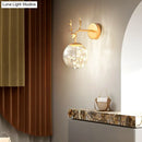 GobekUsa Minimalist LED Bedroom Sconce with Antler and Glass Design - Wall Mount Lamp with Starry String