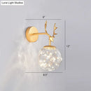 GobekUsa Minimalist LED Bedroom Sconce with Antler and Glass Design - Wall Mount Lamp with Starry String