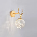 GobekUsa Minimalist LED Bedroom Sconce with Antler and Glass Design - Wall Mount Lamp with Starry String
