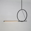 GobekUsa Art Line LED Chandelier Black Iron Pendant Light for Dining Kitchen Bar