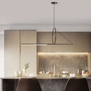 GobekUsa Art Line LED Chandelier Black Iron Pendant Light for Dining Kitchen Bar