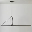GobekUsa Art Line LED Chandelier Black Iron Pendant Light for Dining Kitchen Bar
