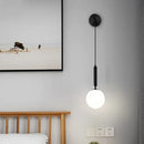 GobekUsa Glass Ball Wall Lamp Brass/Black Sconce for Living Room Bedroom Reading