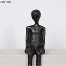 GobekUsa Black Character Metal Statue Desk Ornament Sculpture Home Decor Figure Artwork