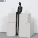 GobekUsa Black Character Metal Statue Desk Ornament Sculpture Home Decor Figure Artwork