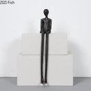 GobekUsa Black Character Metal Statue Desk Ornament Sculpture Home Decor Figure Artwork