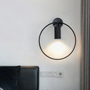 GobekUsa Minimalist Metal Circular Sconce Light: Wall Mounted Black Lamp for Living Room