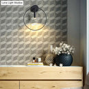 GobekUsa Minimalist Metal Circular Sconce Light: Wall Mounted Black Lamp for Living Room