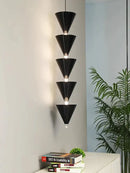 GobekUsa Cream Bedroom Chandelier: Minimalist Cone Design, Long Line Branches