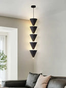 GobekUsa Cream Bedroom Chandelier: Minimalist Designer Conical Long Line Branched Light Fixture