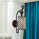 GobekUsa Minimalist Crystal Square/Rhombus Sconce: Black 1-Light Shade Wall Lighting Fixture