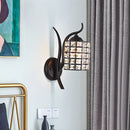 GobekUsa Minimalist Crystal Square/Rhombus Sconce: Black 1-Light Shade Wall Lighting Fixture