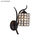 GobekUsa Minimalist Crystal Square/Rhombus Sconce: Black 1-Light Shade Wall Lighting Fixture