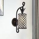 GobekUsa Minimalist Crystal Square/Rhombus Sconce: Black 1-Light Shade Wall Lighting Fixture