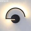 GobekUsa Black Metal LED Wall Sconce with Minimalist Half-Circle Design - Warm/White Light, Open Concept